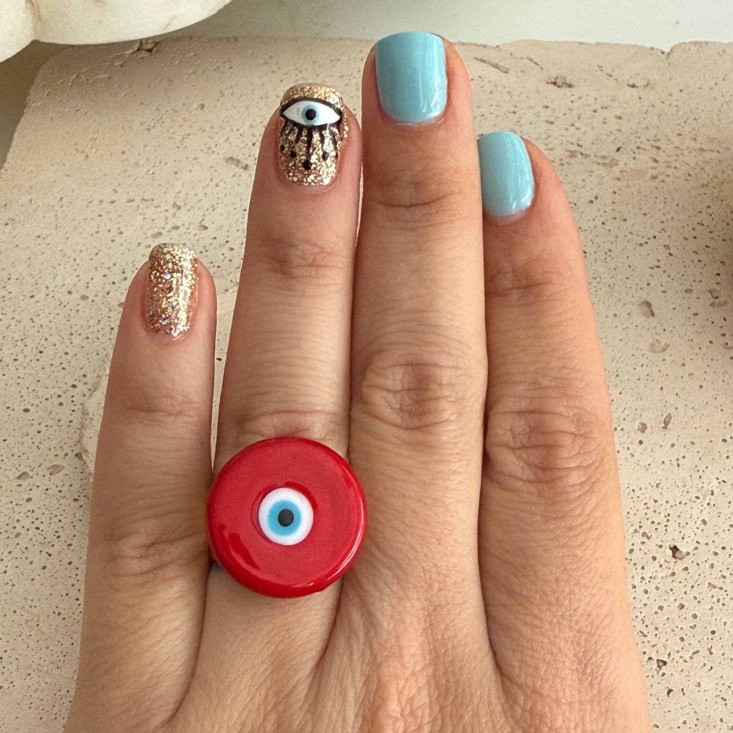 Nazar Ring Red