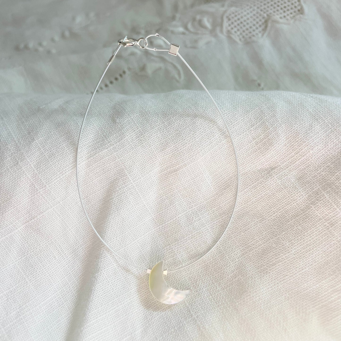 Minimalist Mother of Pearl Moon Bracelet