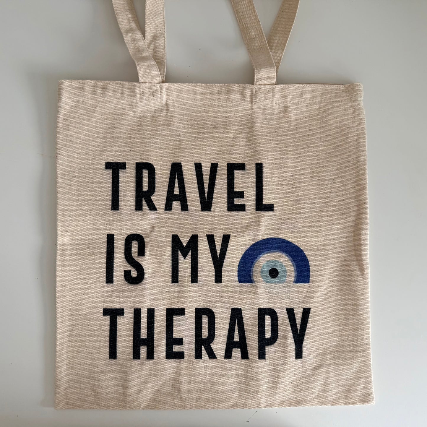 Travel Is My Therapy Tote Bag – Canvas Travel Quote Tote for Wanderlust Lovers