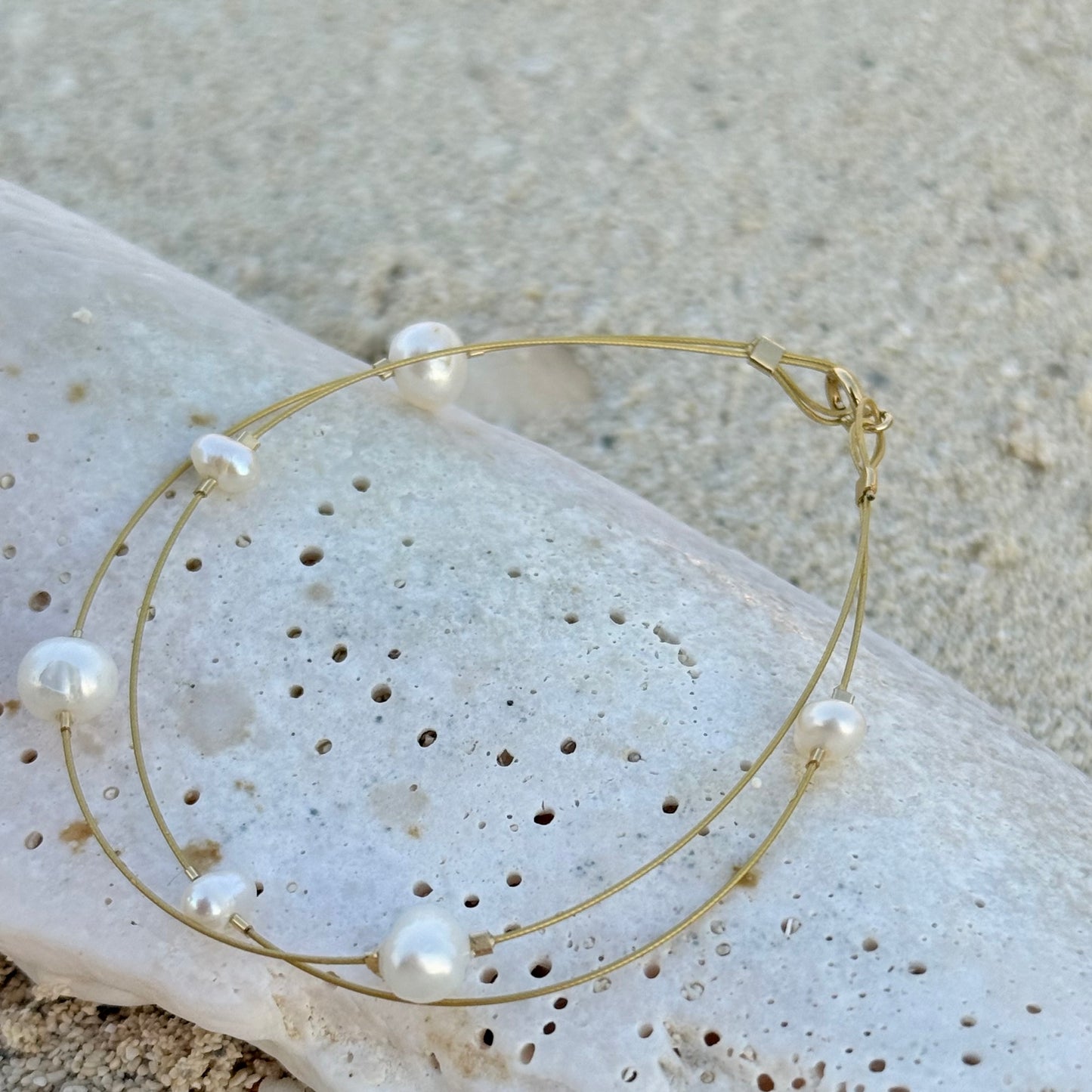 Everyday Wear Gold Pearl Bracelet - Real Pearls