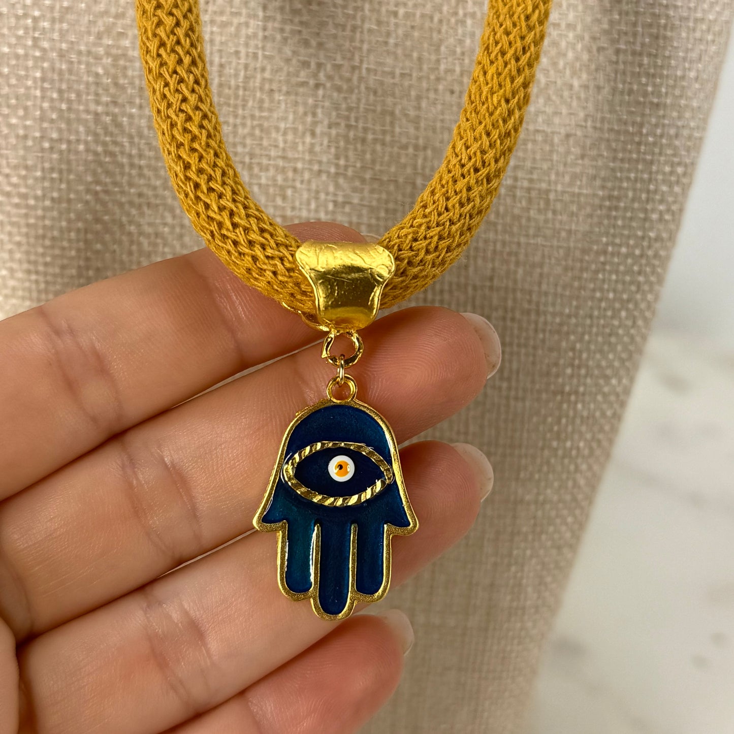 Handmade Hamsa Hand Necklace – Symbol of Protection & Strength
