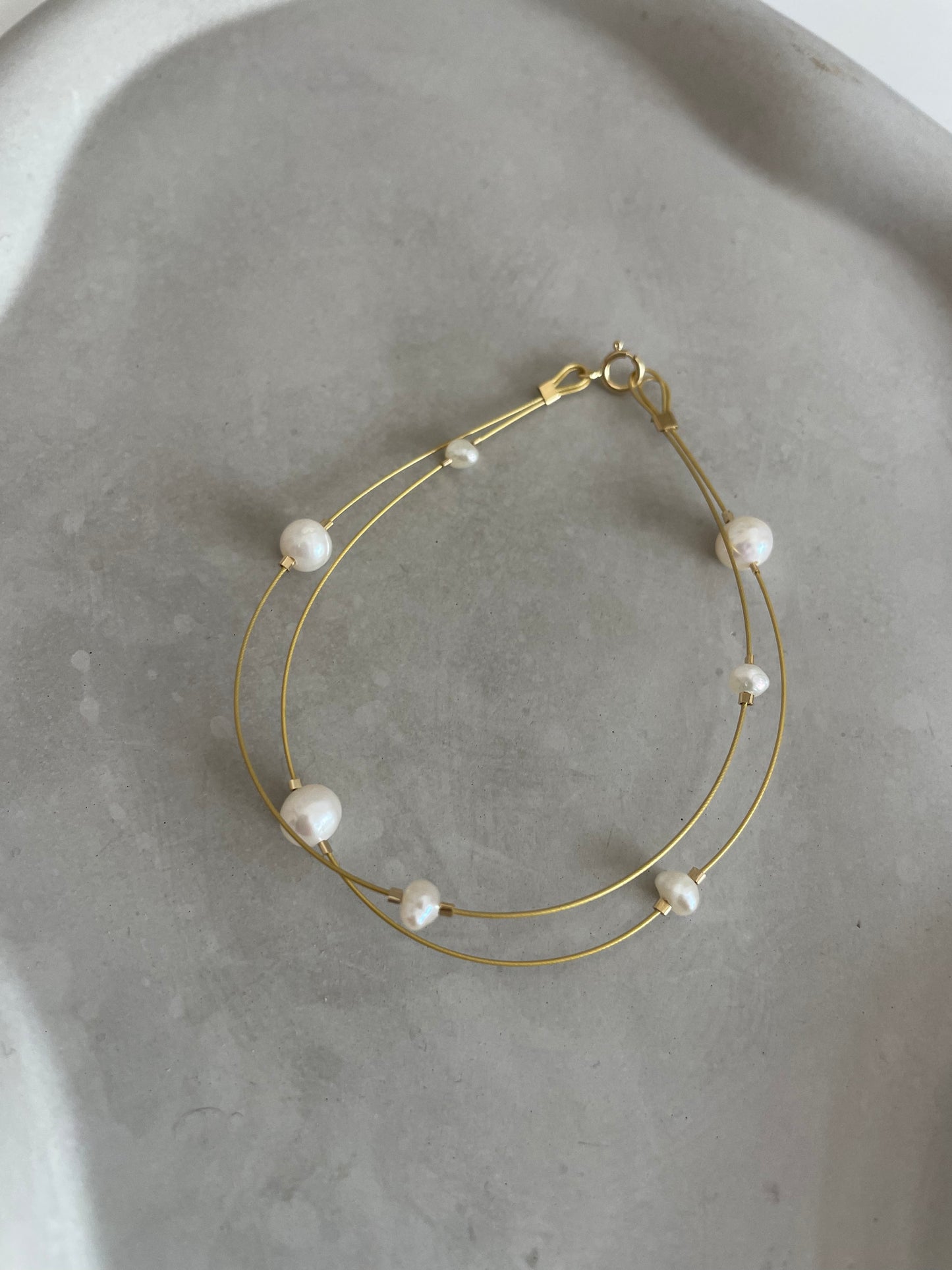 Everyday Wear Gold Pearl Bracelet - Real Pearls