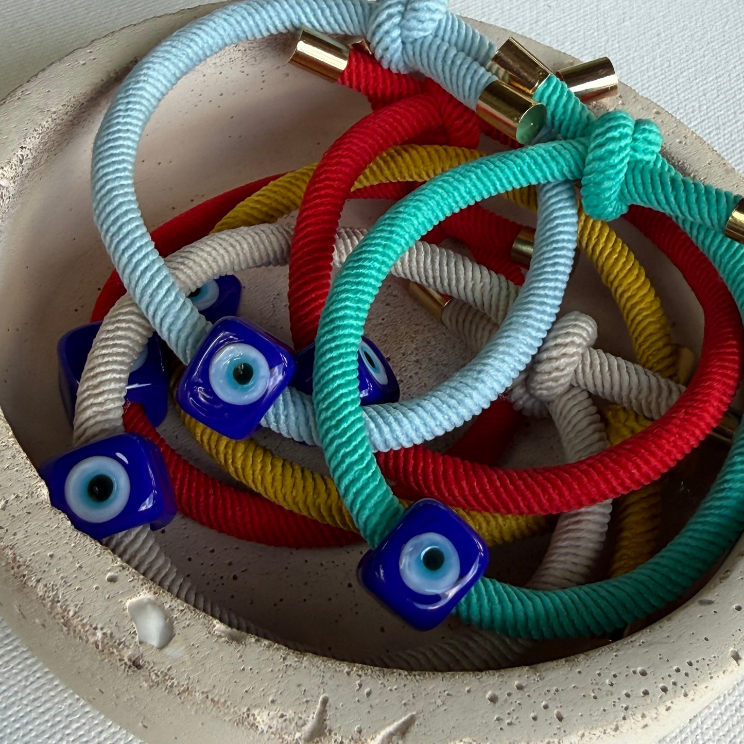 Light Blue Evil Eye Bracelet – Handmade Murano Glass Protection