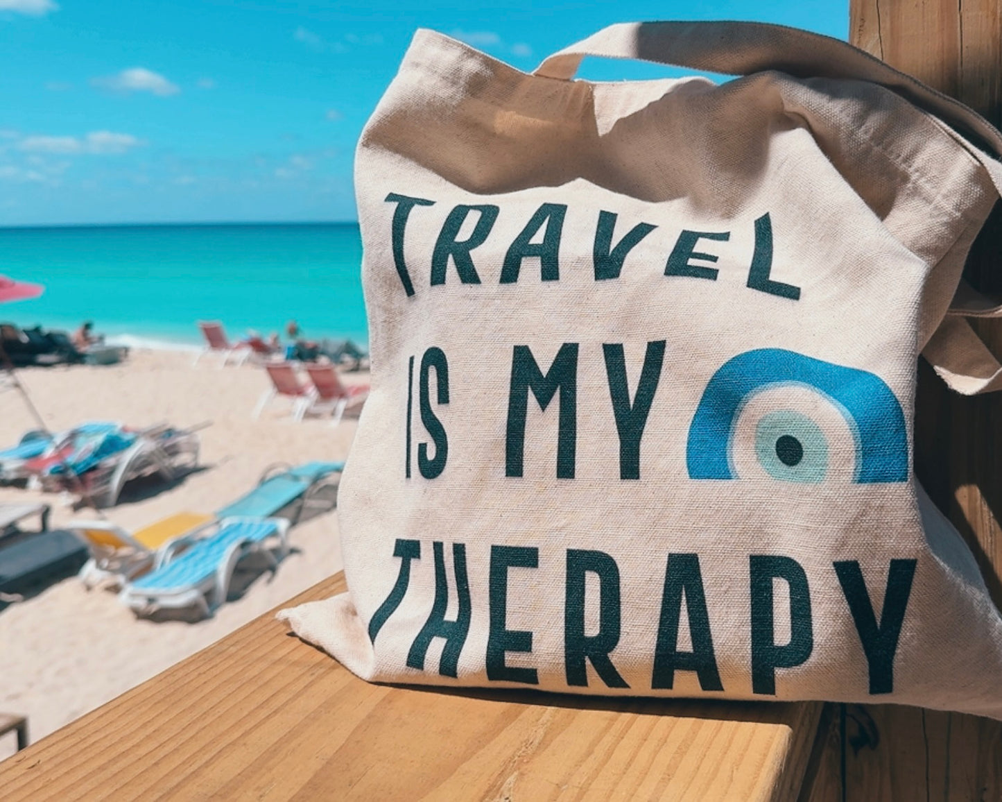 Travel Is My Therapy Tote Bag – Canvas Travel Quote Tote for Wanderlust Lovers