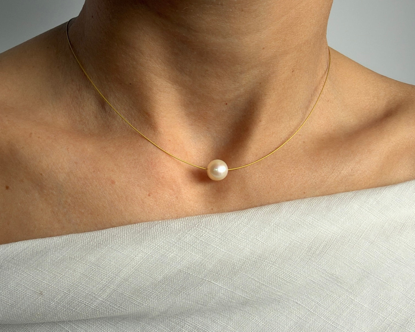 Floating Freshwater Pearl Necklace – 14K Gold Filled