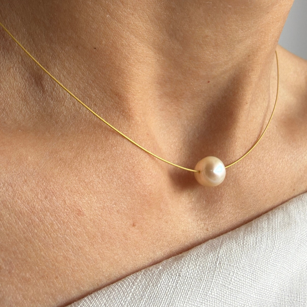 Floating Freshwater Pearl Necklace – 14K Gold Filled