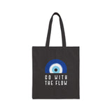 Go With The Flow Black Evil Eye Tote Bag – Reusable Canvas Everyday Tote