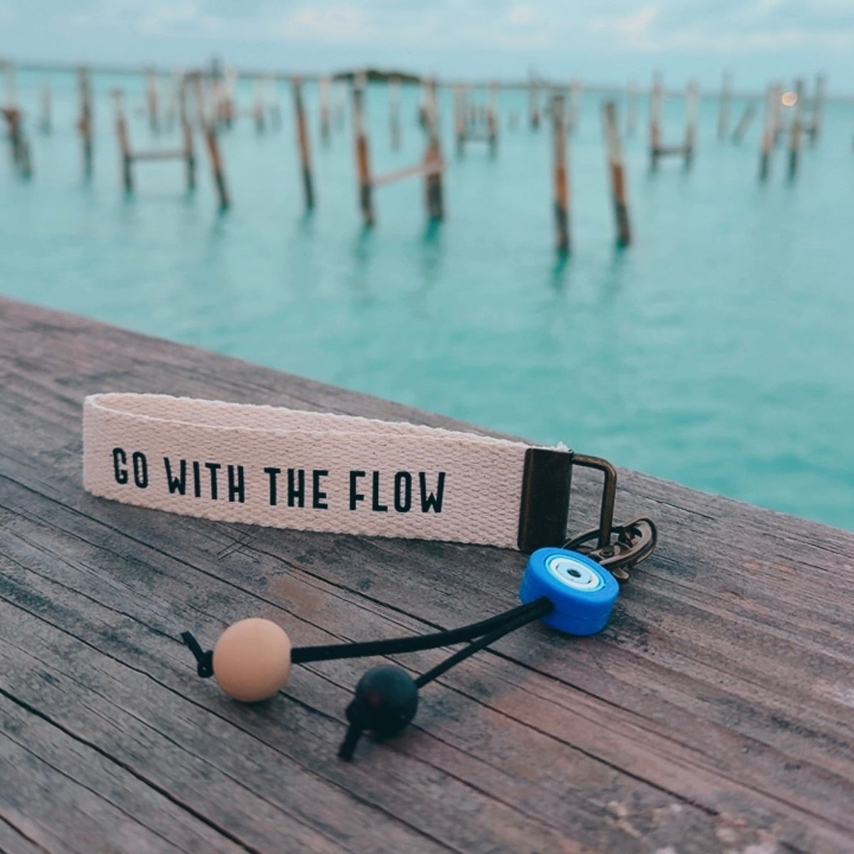 Go With the Flow Keychain Wristlet – Evil Eye Keychain Charm