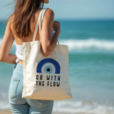 Evil Eye Tote Bag: Go With The Flow  ( White )