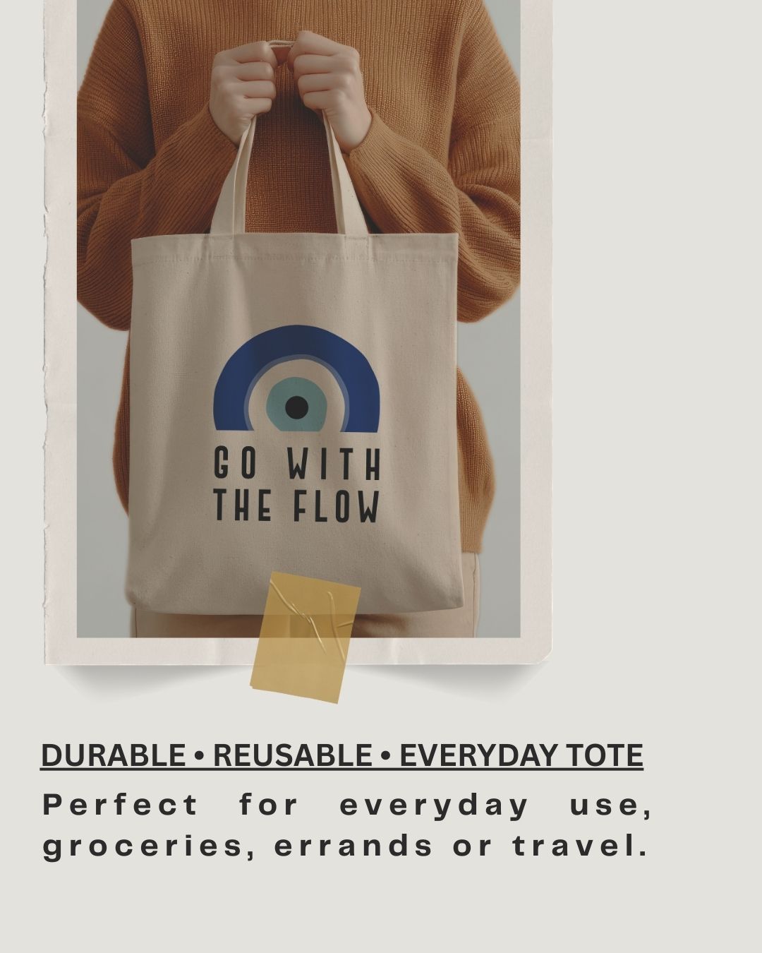 Evil Eye Tote Bag: Go With The Flow  ( White )