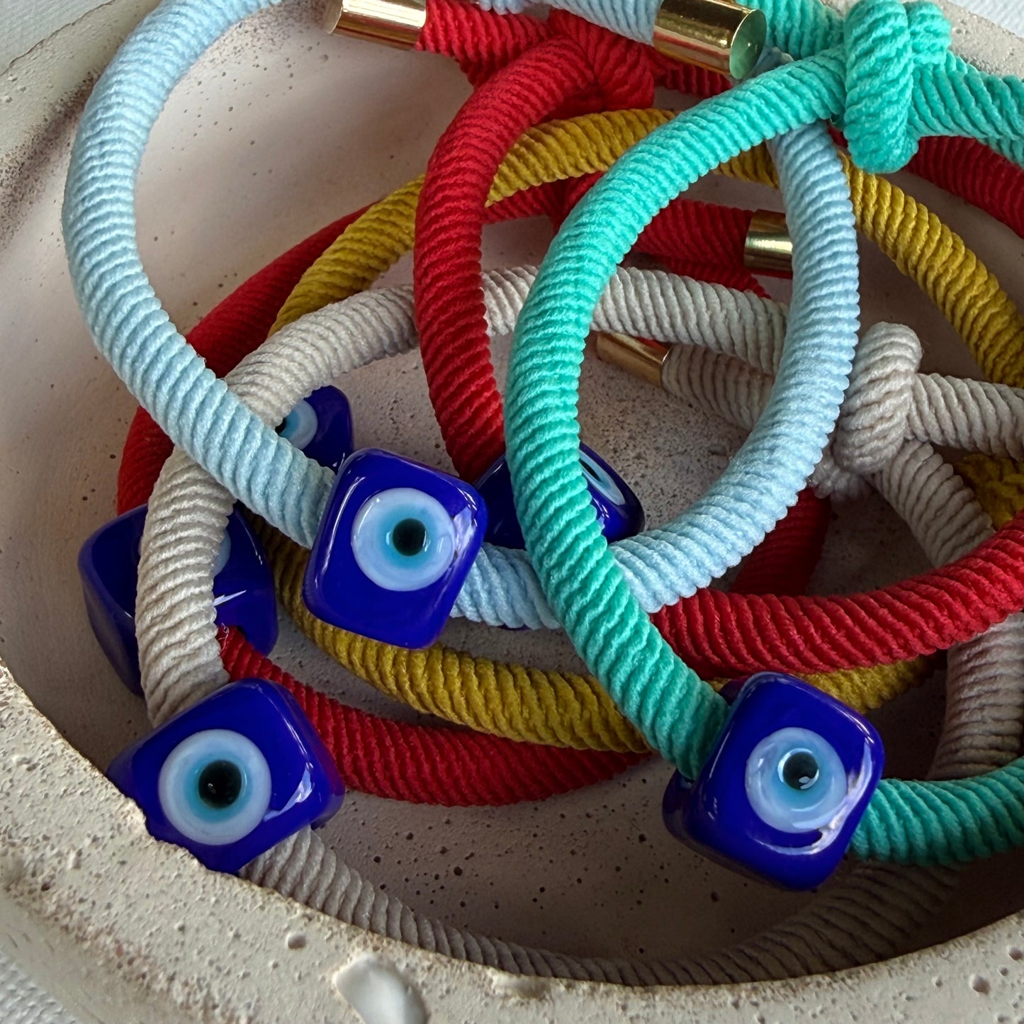 Teal Evil Eye Cord Bracelet with Murano Glass Bead | Adjustable Protective Bracelet