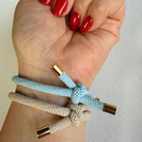 Beige Evil Eye Bracelet – Murano Glass Protective Charm | Adjustable Elastic Band