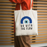 Evil Eye Tote Bag: Go With The Flow  ( White )