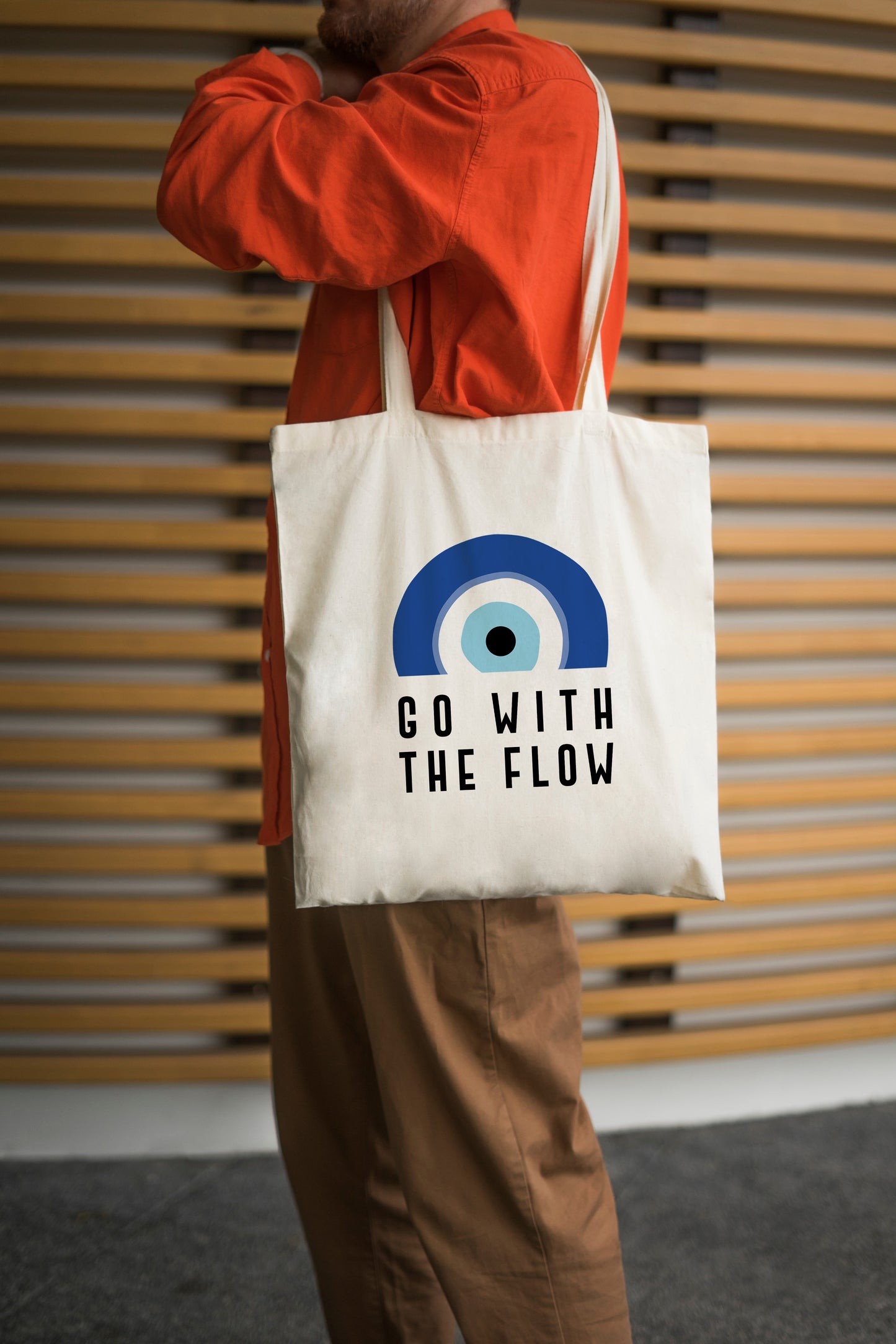 Evil Eye Tote Bag: Go With The Flow  ( White )