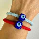 Light Blue Evil Eye Bracelet – Handmade Murano Glass Protection