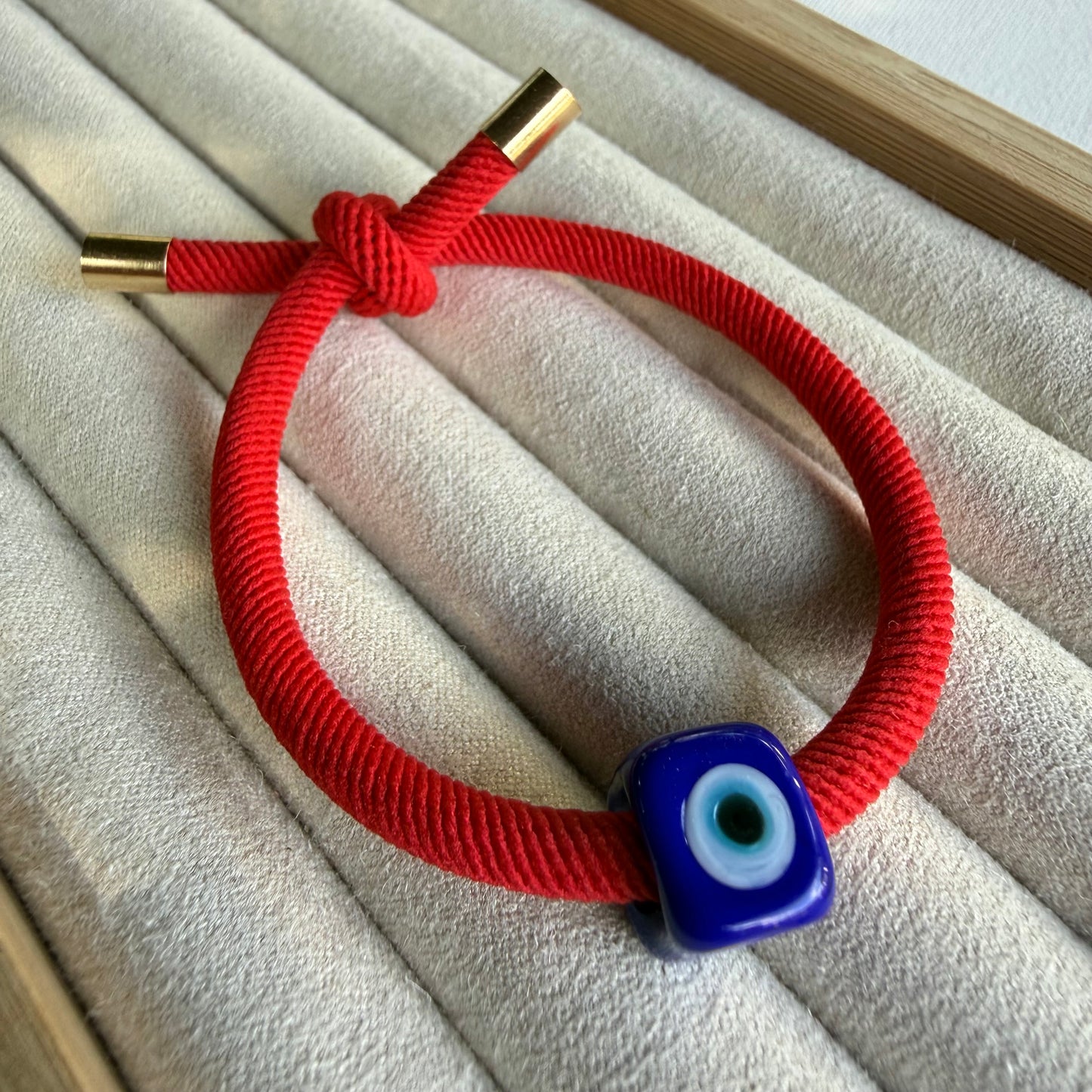 Murano Evil Eye Adjustable Red Bracelet / Hair Tie – Handmade Protective Charm