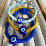 Murano Evil Eye Adjustable Yellow Bracelet / Hair Tie – Handmade Protective Charm