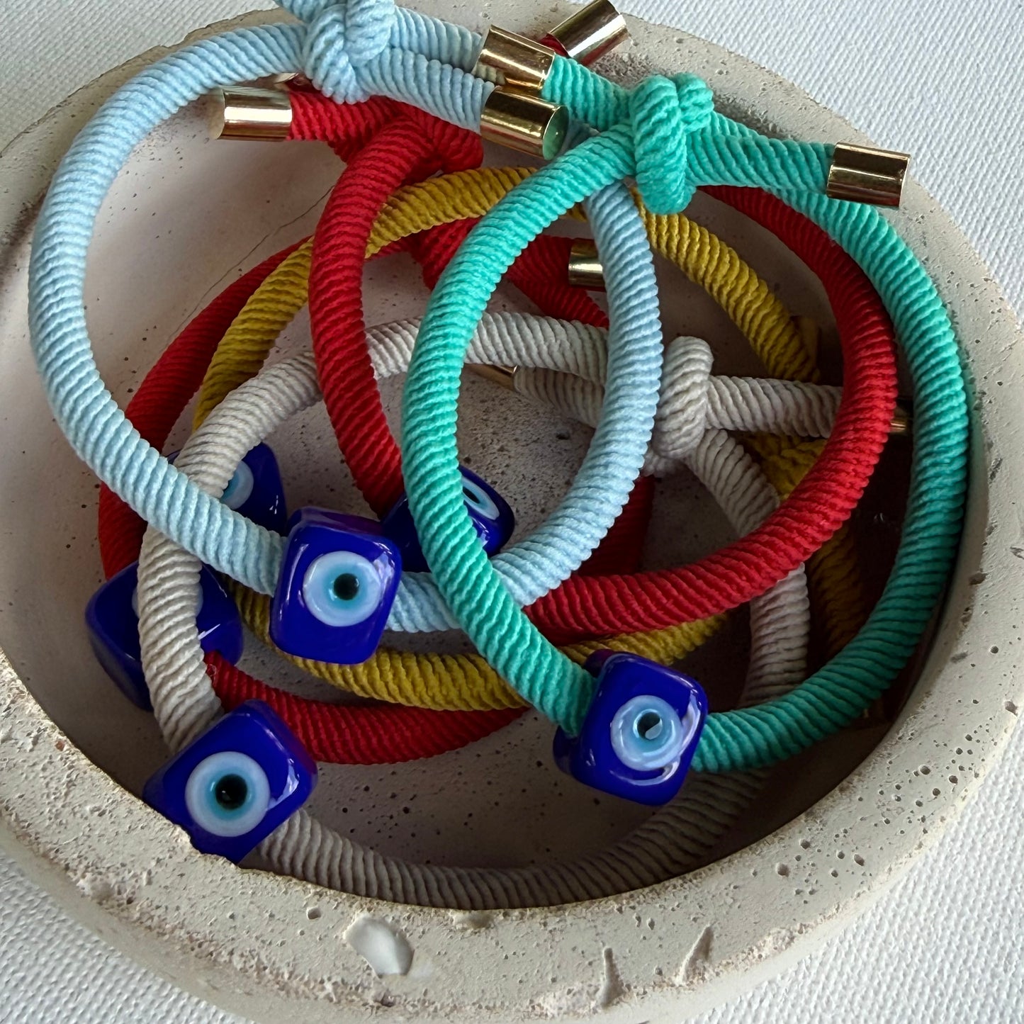 Murano Evil Eye Adjustable Red Bracelet / Hair Tie – Handmade Protective Charm