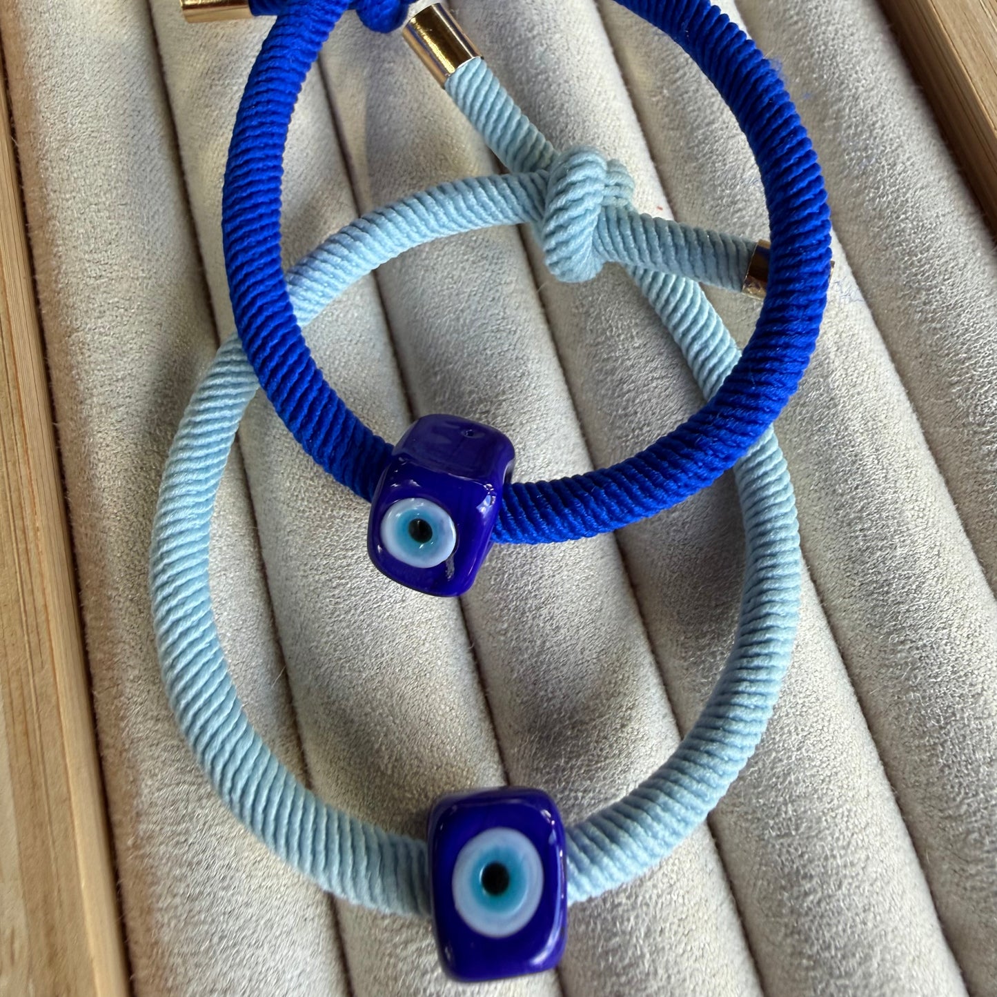 Light Blue Evil Eye Bracelet – Handmade Murano Glass Protection