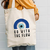 Evil Eye Tote Bag: Go With The Flow  ( White )