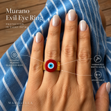 Red Murano Evil Eye Ring