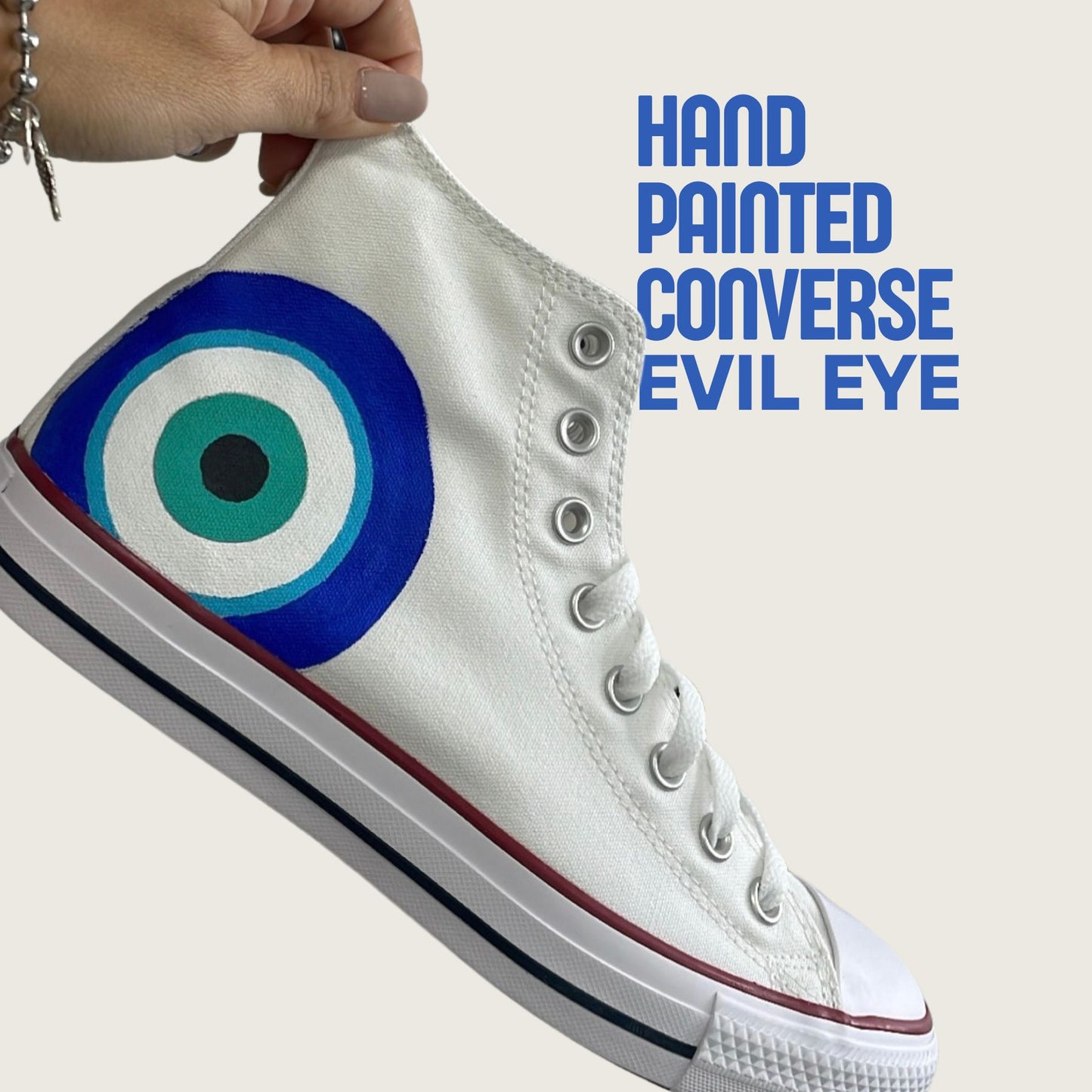 Hand-Painted Evil Eye Converse High-Top – Custom Spiritual Protection Sneakers