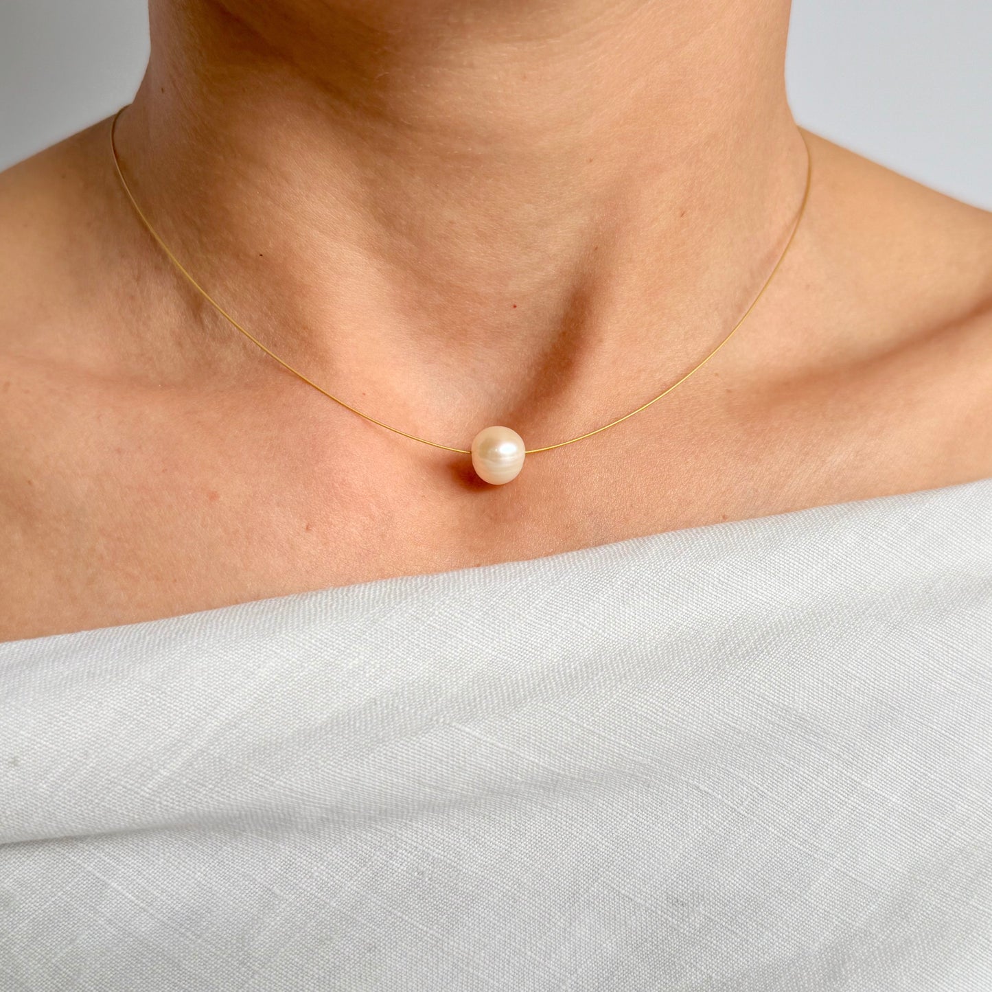 Floating Freshwater Pearl Necklace – 14K Gold Filled