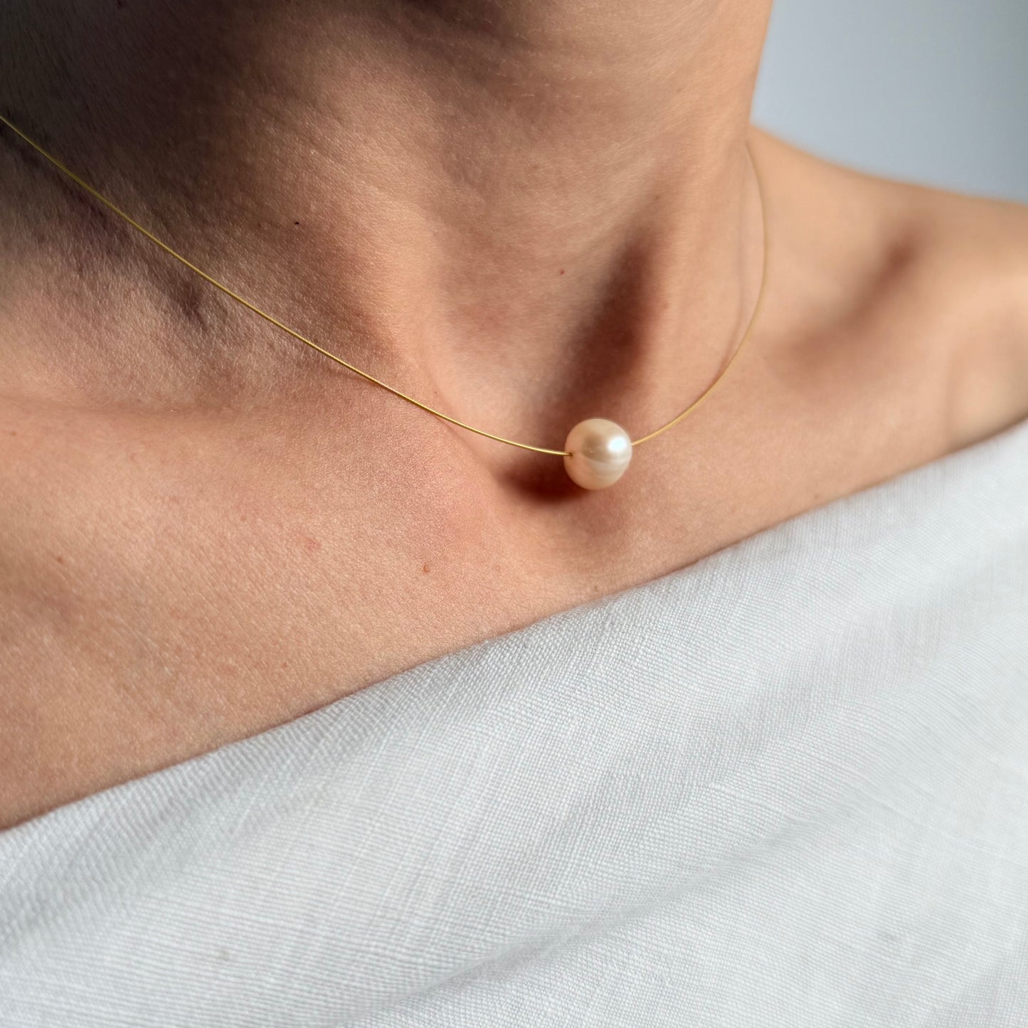 Floating Freshwater Pearl Necklace – 14K Gold Filled
