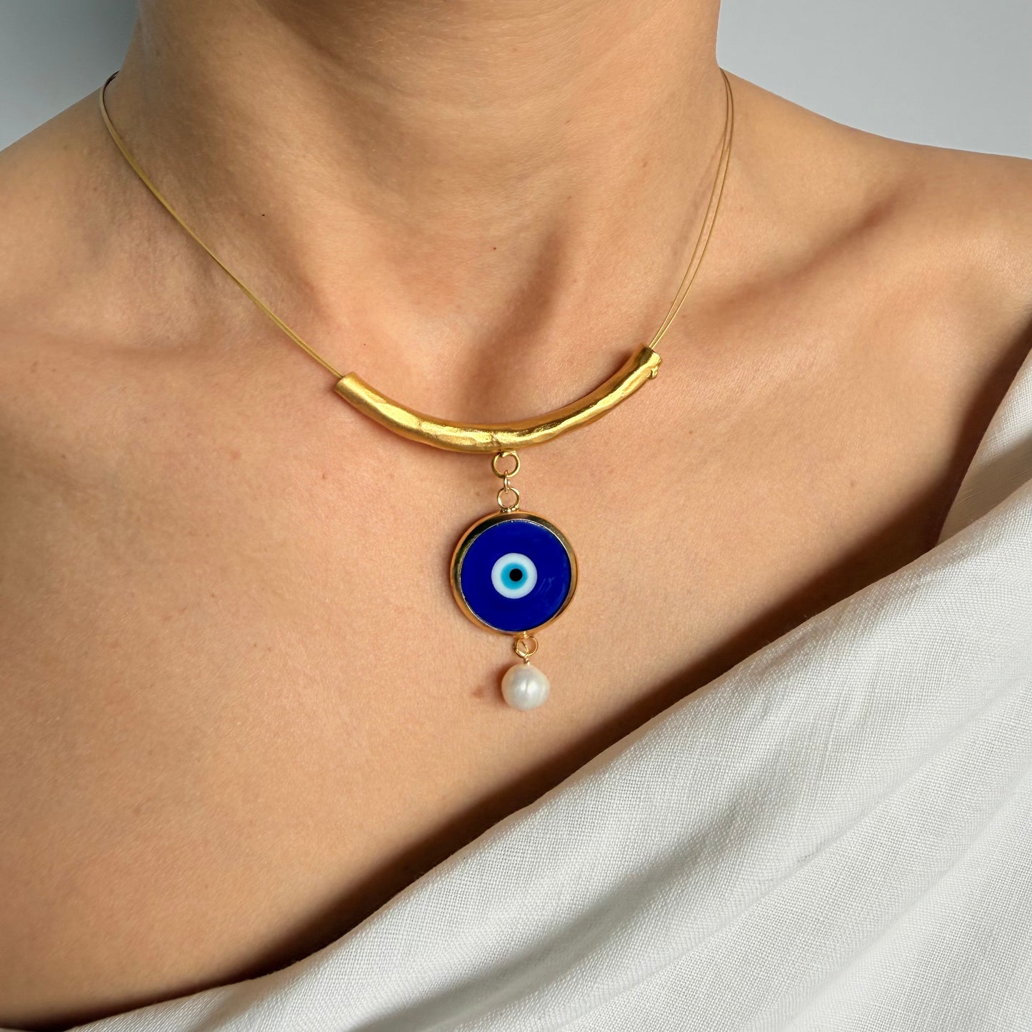 Blue Evil Eye Jewelry Set · Necklace, Ring & Pearl Charm