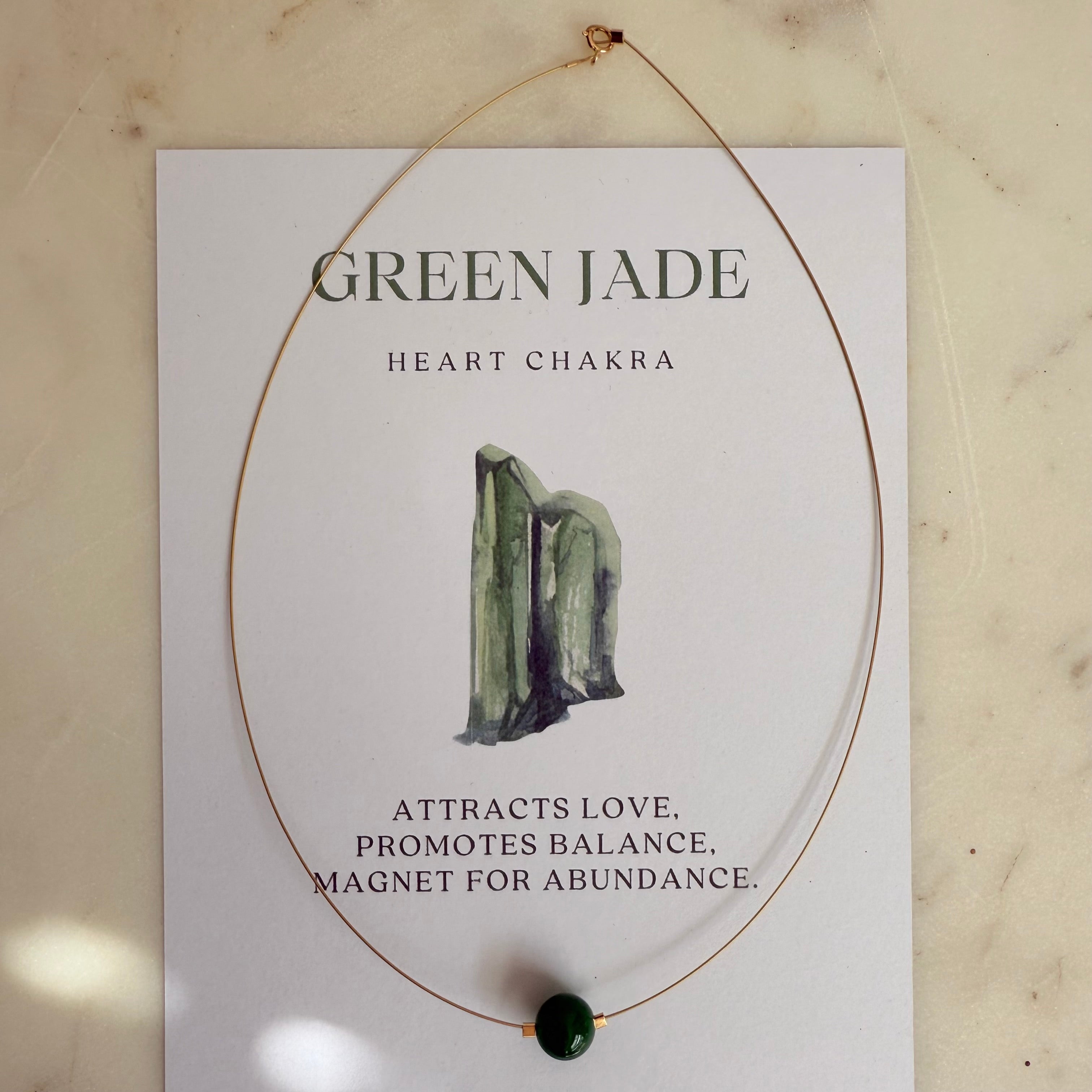 Heart Chakra Gold Necklace with Jade