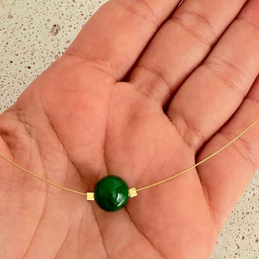Heart Chakra Gold Necklace with Jade