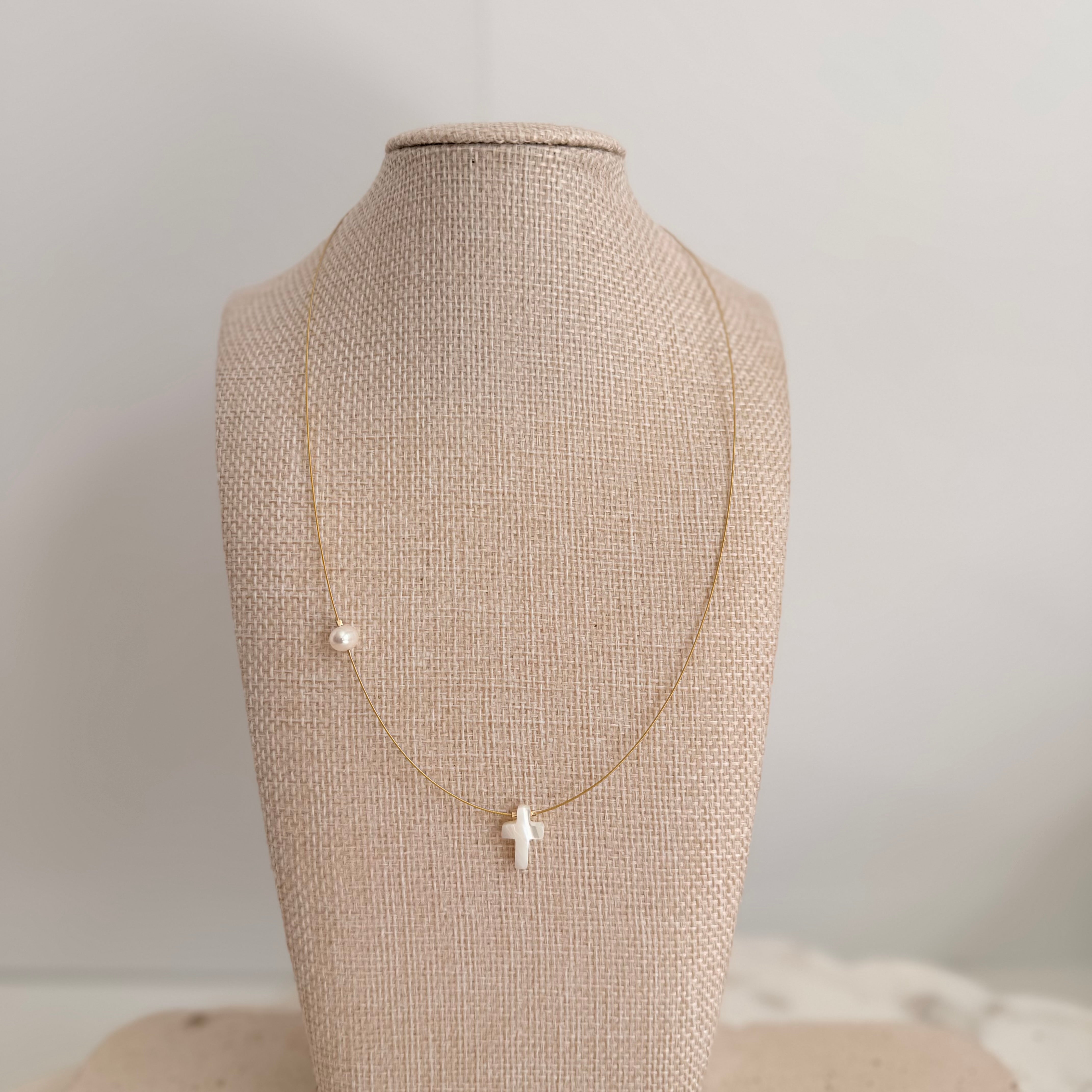 Cross with pearl  Necklace