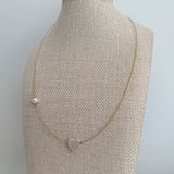 Heart with pearl  Necklace