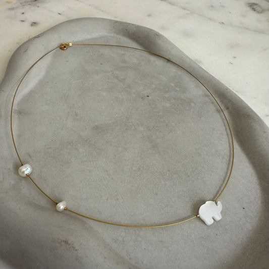 Elephant and Pearl Necklace