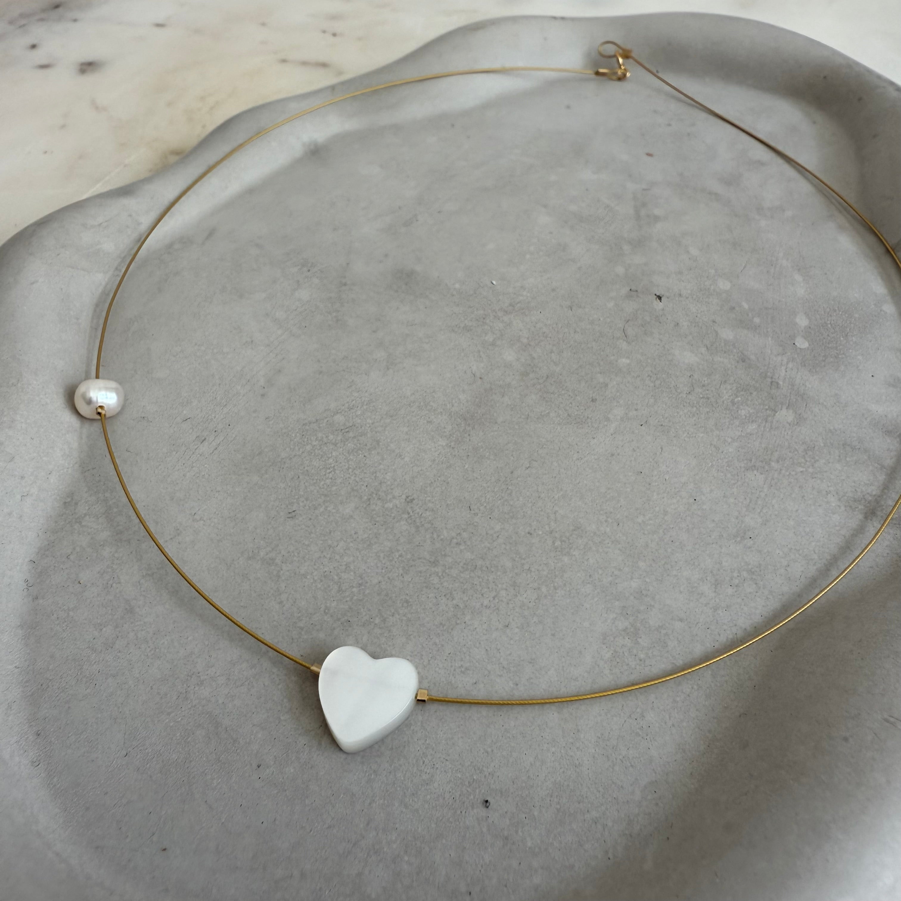 Heart with pearl  Necklace
