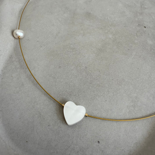 Heart with pearl  Necklace
