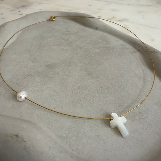 Cross with pearl  Necklace