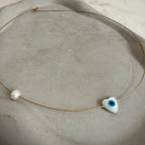 Heart with pearls and lucky eye Necklace