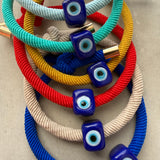 Murano Evil Eye Adjustable Red Bracelet / Hair Tie – Handmade Protective Charm