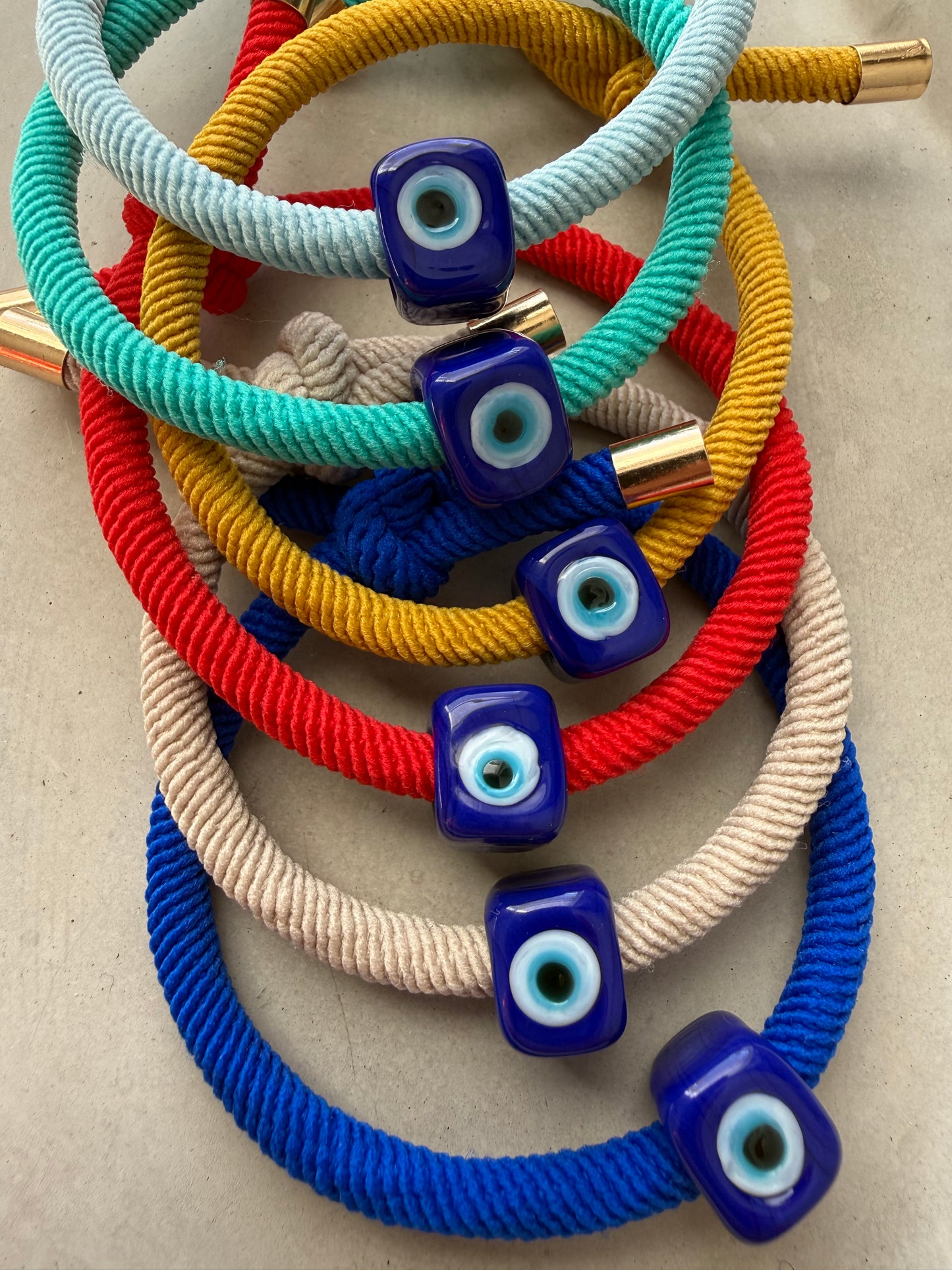 Murano Evil Eye Adjustable Red Bracelet / Hair Tie – Handmade Protective Charm