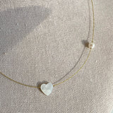 Heart with pearl  Necklace
