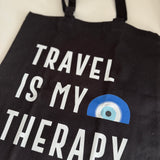 Travel Is My Therapy Tote Bag ( Black )