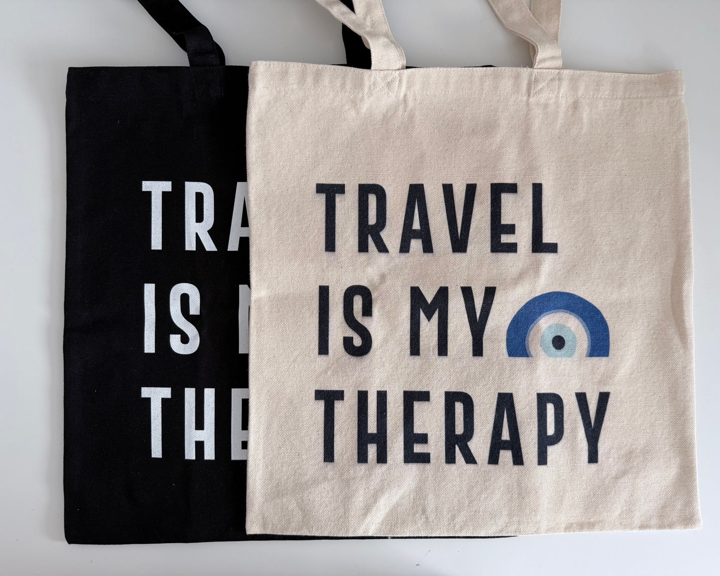 Travel Is My Therapy Tote Bag – Canvas Travel Quote Tote for Wanderlust Lovers