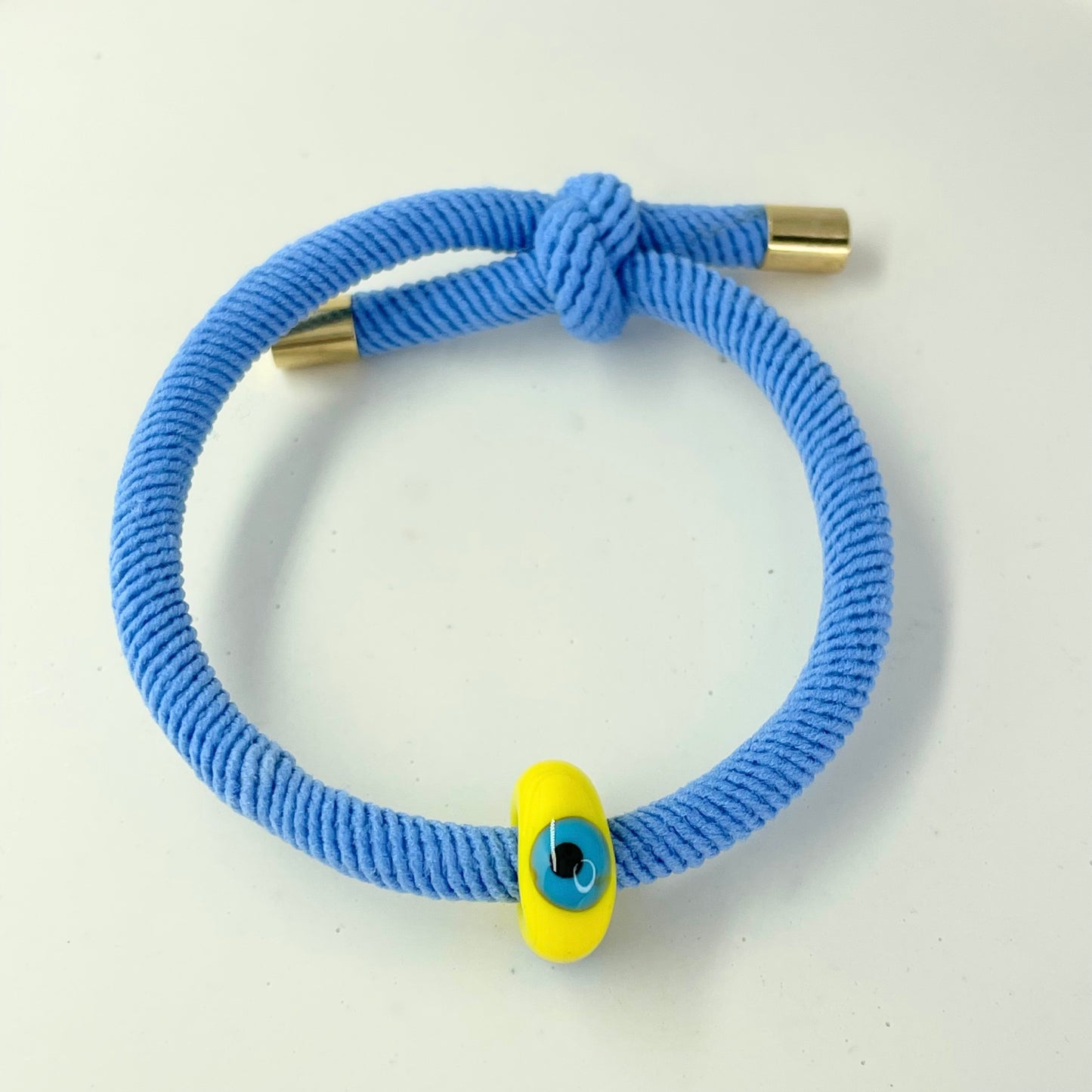 Murano Lucky Bracelet ( Light Blue with Yellow Bead )