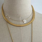 Initial Letter Necklace  with Real Pearls