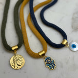Evil Eye Navy Cord Necklace – Handmade Protection Jewelry