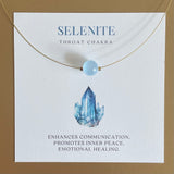 Throat Chakra Gold Necklace with Selenite