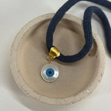 Evil Eye Navy Cord Necklace – Handmade Protection Jewelry