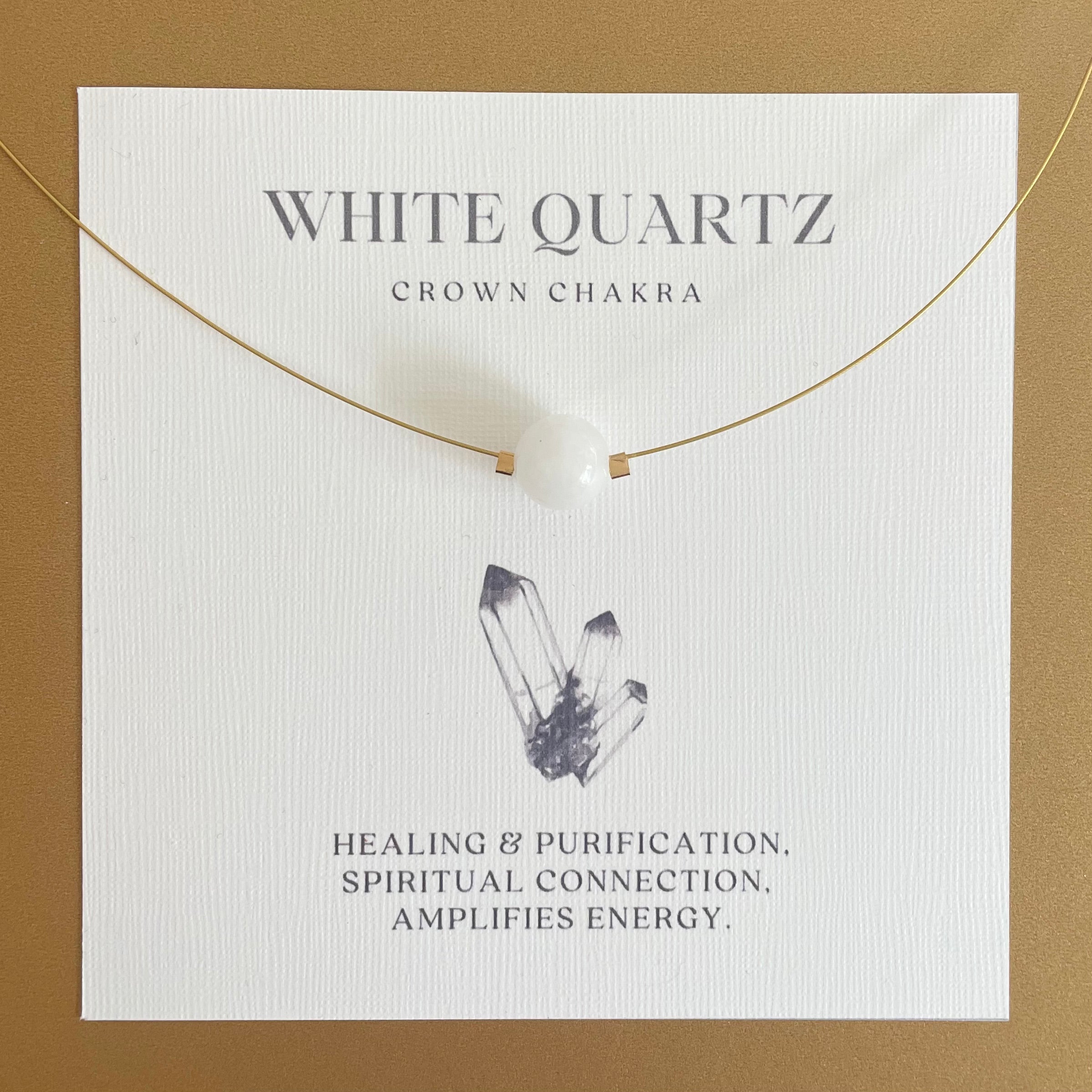 Crown Chakra Gold Necklace with White Quartz