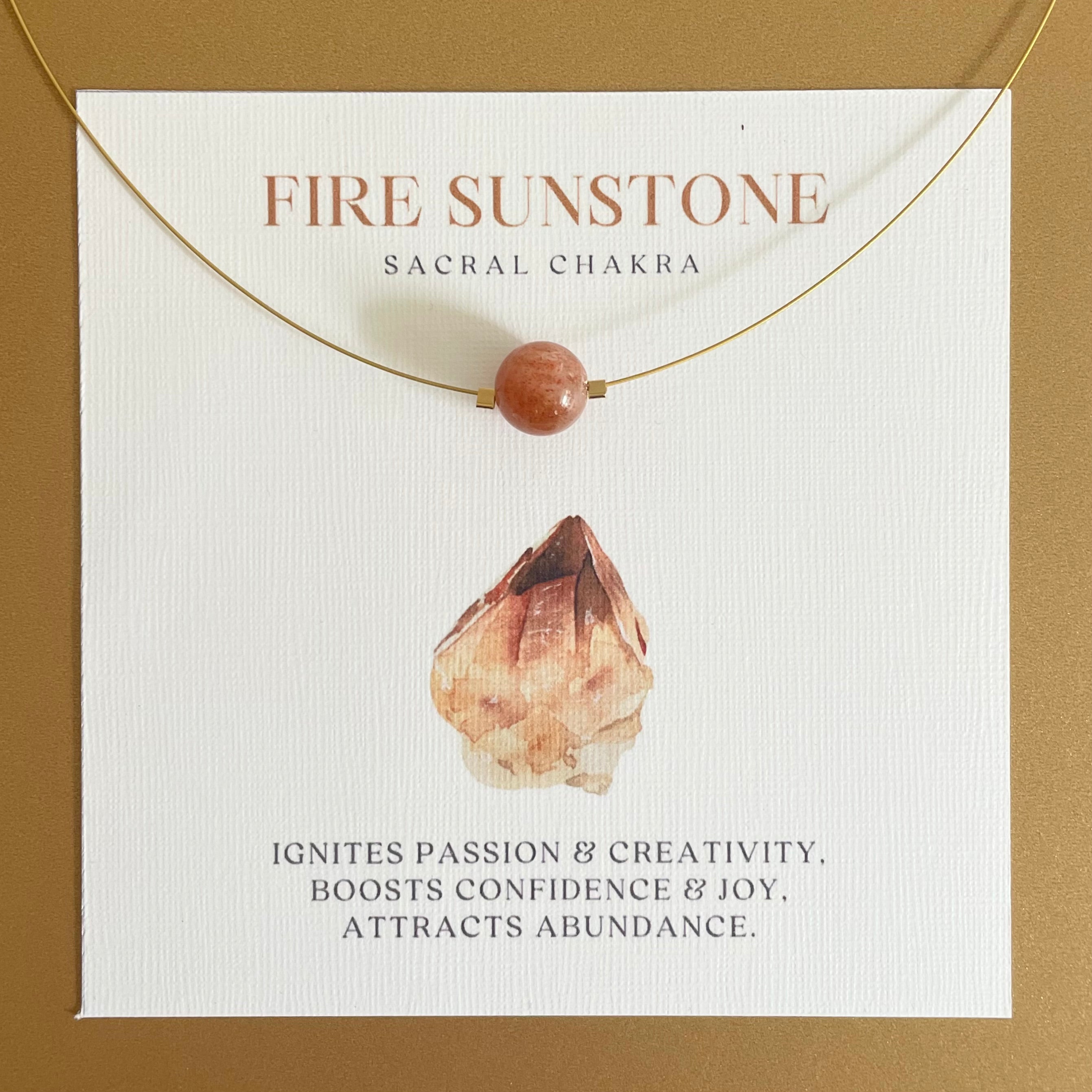 Sacral Chakra Gold Necklace with Fire Sunstone